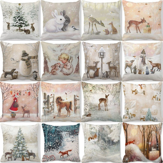 45cm Merry Christmas Cushion Cover Santa Claus Elk Pillowcase 2022 Xmas Navidad Natal Christmas Ornament New Year Accessories - Amazhona 