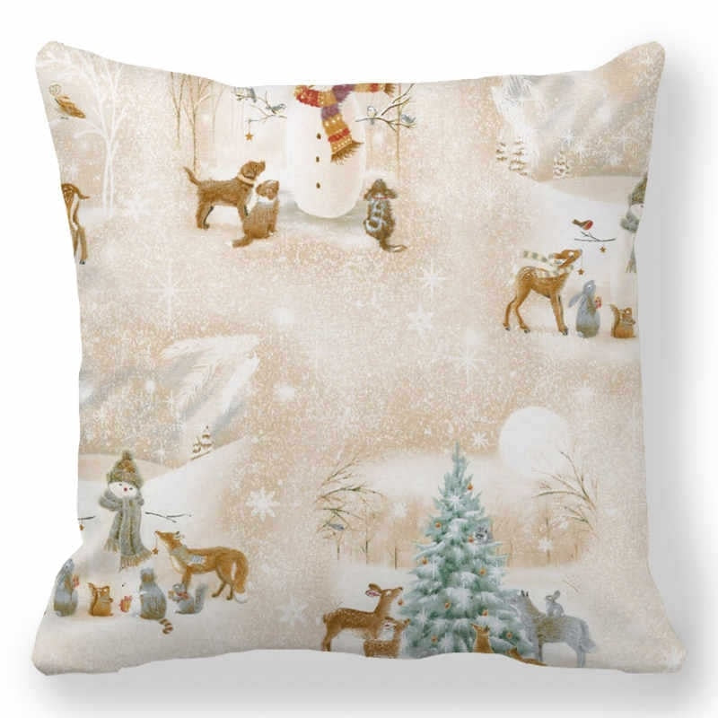 45cm Merry Christmas Cushion Cover Santa Claus Elk Pillowcase 2022 Xmas Navidad Natal Christmas Ornament New Year Accessories - Amazhona 