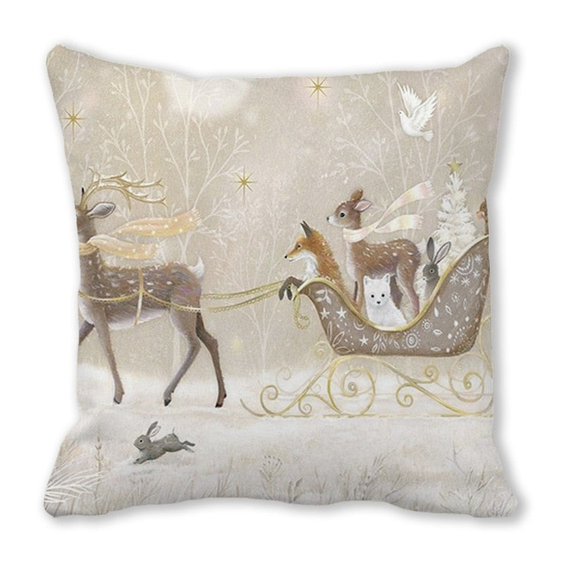 45cm Merry Christmas Cushion Cover Santa Claus Elk Pillowcase 2022 Xmas Navidad Natal Christmas Ornament New Year Accessories - Amazhona 