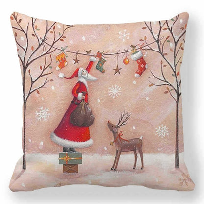 45cm Merry Christmas Cushion Cover Santa Claus Elk Pillowcase 2022 Xmas Navidad Natal Christmas Ornament New Year Accessories - Amazhona 