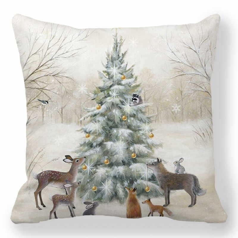 45cm Merry Christmas Cushion Cover Santa Claus Elk Pillowcase 2022 Xmas Navidad Natal Christmas Ornament New Year Accessories - Amazhona 