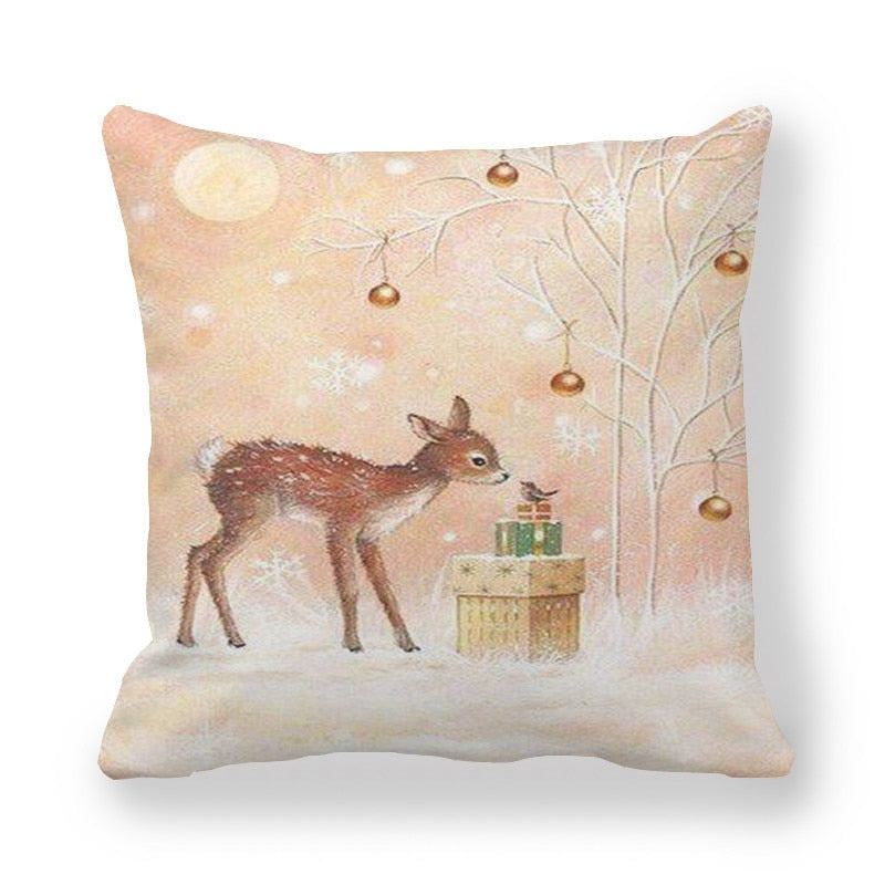 45cm Merry Christmas Cushion Cover Santa Claus Elk Pillowcase 2022 Xmas Navidad Natal Christmas Ornament New Year Accessories - Amazhona 