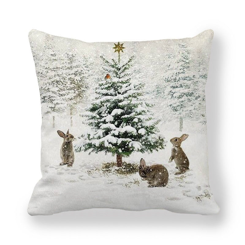 45cm Merry Christmas Cushion Cover Santa Claus Elk Pillowcase 2022 Xmas Navidad Natal Christmas Ornament New Year Accessories - Amazhona 