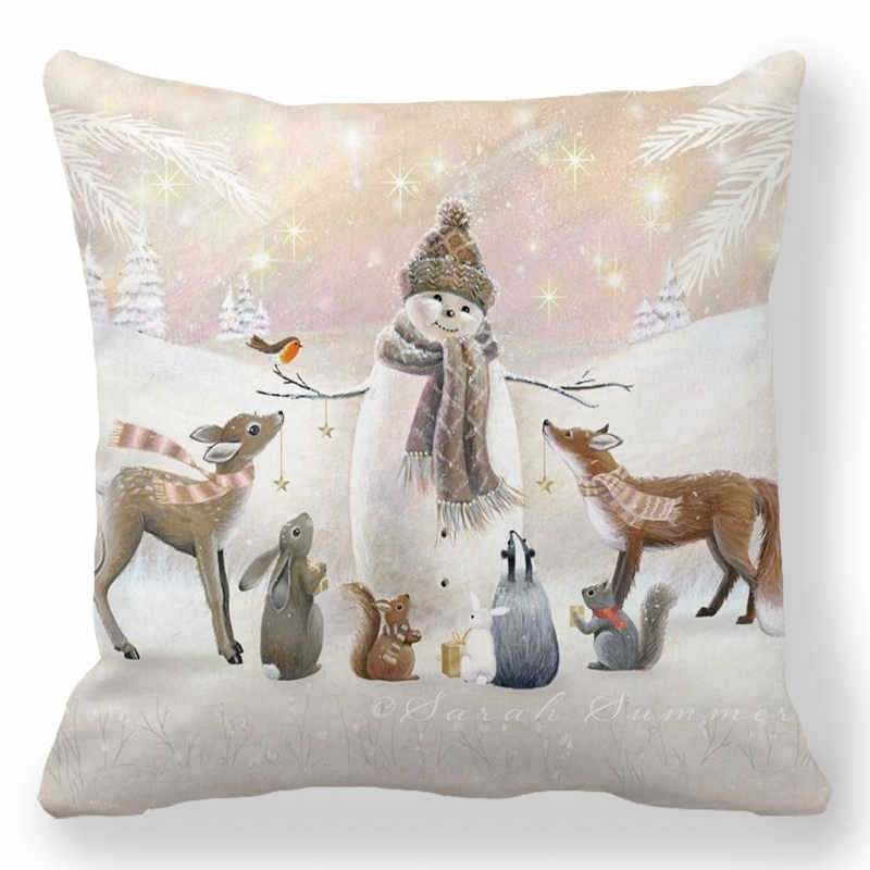 45cm Merry Christmas Cushion Cover Santa Claus Elk Pillowcase 2022 Xmas Navidad Natal Christmas Ornament New Year Accessories - Amazhona 