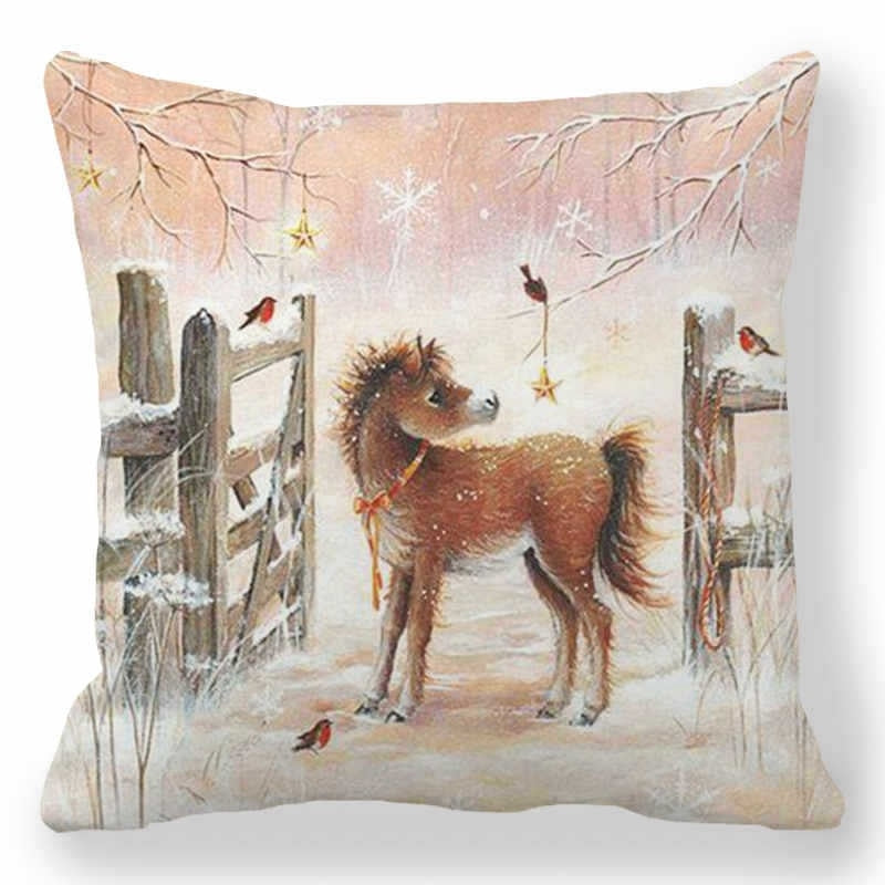 45cm Merry Christmas Cushion Cover Santa Claus Elk Pillowcase 2022 Xmas Navidad Natal Christmas Ornament New Year Accessories - Amazhona 