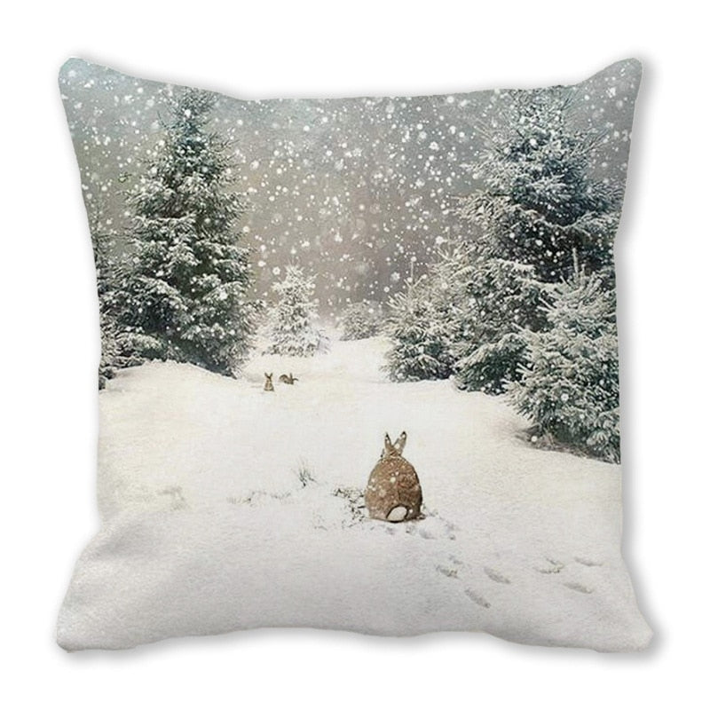 45cm Merry Christmas Cushion Cover Santa Claus Elk Pillowcase 2022 Xmas Navidad Natal Christmas Ornament New Year Accessories - Amazhona 