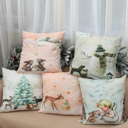 45cm Merry Christmas Cushion Cover Santa Claus Elk Pillowcase 2022 Xmas Navidad Natal Christmas Ornament New Year Accessories - Amazhona 