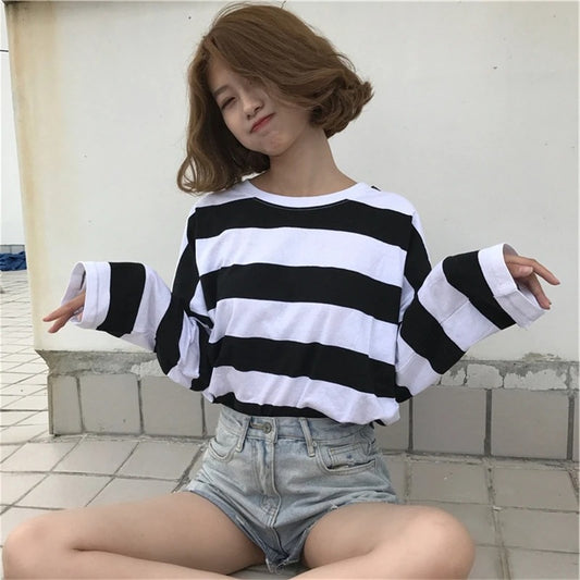 Striped long sleeve t-shirt autumn clothes - Amazhona 