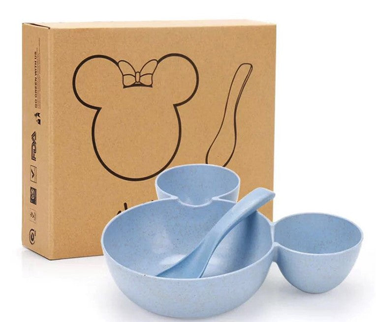 Wheat Straw, Children's Bowl, Cartoon, Wheat Chopsticks, Fork Spoon, Fruit Dish, Mickey's Bowl, Lovely Gift Set - Amazhona 