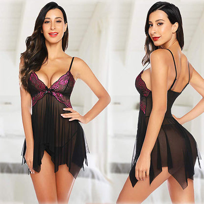 Women's Fashion Simple Halter Mesh Nightgown - Amazhona 