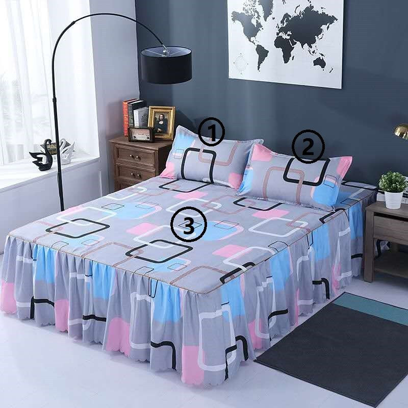 Bed Skirt Pillowcase 3 Woolly Bedsheet Bedding Set Bedspread - Amazhona 