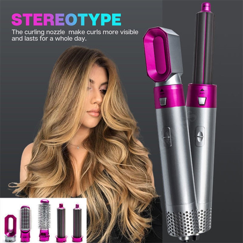 5 In 1 Hair Dryer Brush Professional Dryer And Straightening Brush Electric Hair Styling Tool Automatic Hair Curler Dropshipping - Amazhona 