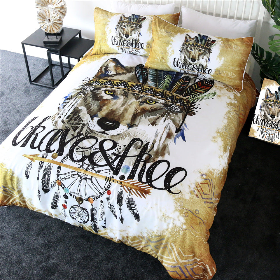 Wolf Three-piece bedding set - Amazhona 