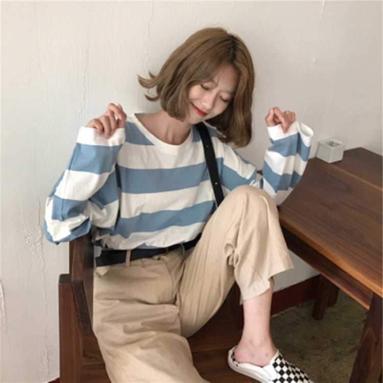 Striped long sleeve t-shirt autumn clothes - Amazhona 