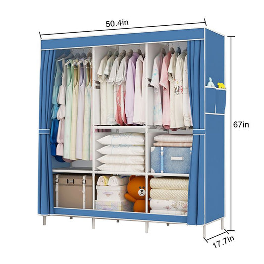 6 Square Wardrobe Fabric Folding Cloth Closet Cabinet DIY Assembly Reinforcement Cloth Wardrobe Clothes Storage Organizer - Amazhona 