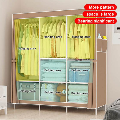 6 Square Wardrobe Fabric Folding Cloth Closet Cabinet DIY Assembly Reinforcement Cloth Wardrobe Clothes Storage Organizer - Amazhona 