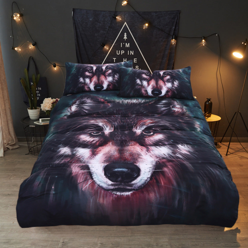 Wolf Three-piece bedding set - Amazhona 