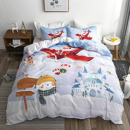 Happy Santa Claus Happy Gift 3D Digital Bed Set Of Three - Amazhona 