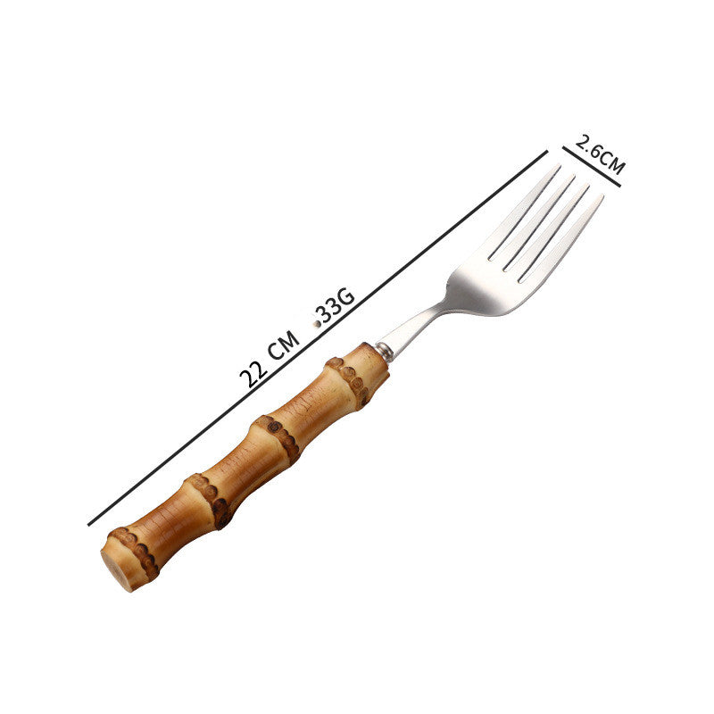 Creative Bamboo Tableware 304 Stainless Steel Steak Cutlery - Amazhona 