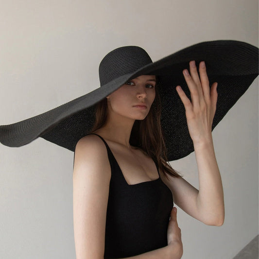 70cm Oversized  Wide Brim Sun Hat Travel  Large UV Protection Beach Straw Hats Women's Summer Floppy Foldable Chapeaux Wholesale - Amazhona 