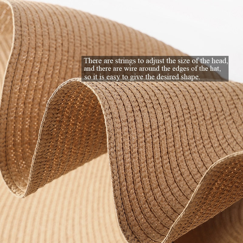 70cm Oversized  Wide Brim Sun Hat Travel  Large UV Protection Beach Straw Hats Women's Summer Floppy Foldable Chapeaux Wholesale - Amazhona 