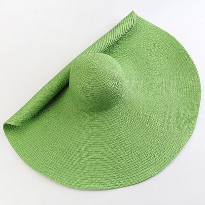 70cm Oversized  Wide Brim Sun Hat Travel  Large UV Protection Beach Straw Hats Women's Summer Floppy Foldable Chapeaux Wholesale - Amazhona 