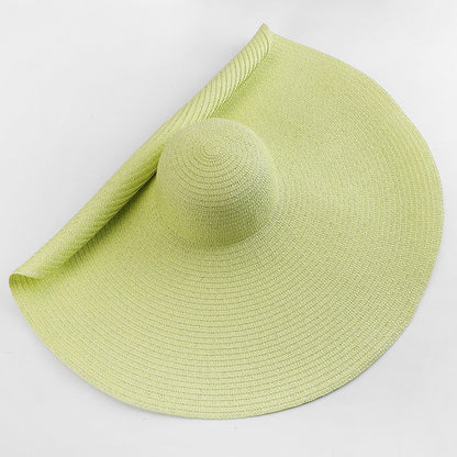 70cm Oversized  Wide Brim Sun Hat Travel  Large UV Protection Beach Straw Hats Women's Summer Floppy Foldable Chapeaux Wholesale - Amazhona 