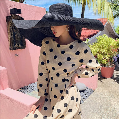 70cm Oversized  Wide Brim Sun Hat Travel  Large UV Protection Beach Straw Hats Women's Summer Floppy Foldable Chapeaux Wholesale - Amazhona 