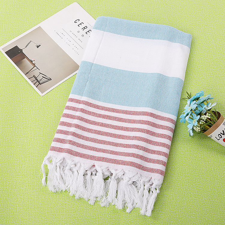 Cotton striped beach towel 100x180cm - Amazhona 