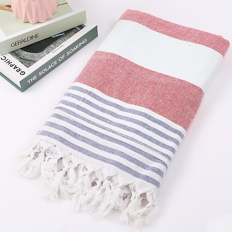 Cotton striped beach towel 100x180cm - Amazhona 