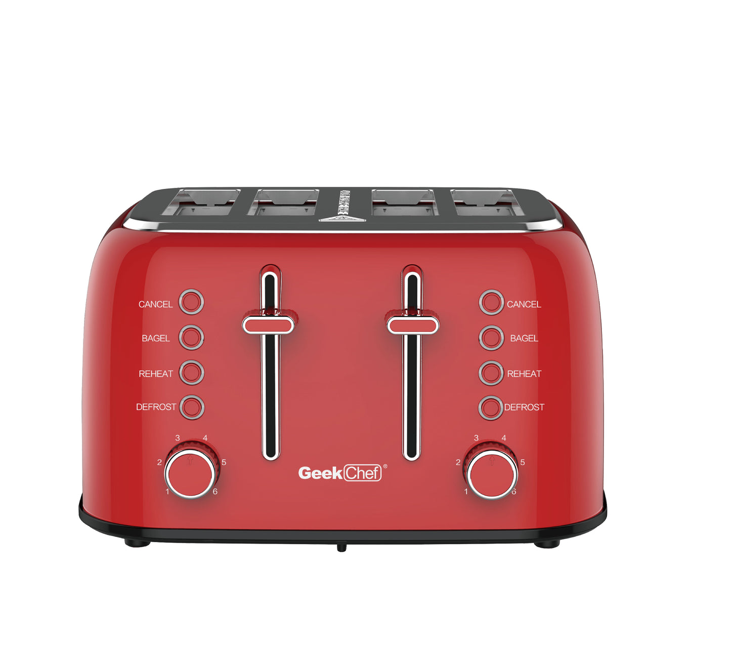 Prohibit listing on Amazon. Toaster 4 Slice, Geek Chef Retro Red Extra Wide Slot, Independent temperature control Toaster ,Reheat,Defrost,Cancel 4 Function, 6-Shade Settings, High Auto Pop-Up