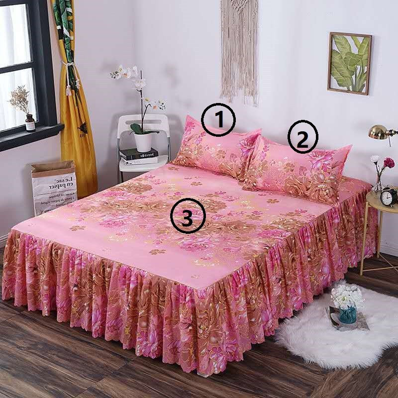 Bed Skirt Pillowcase 3 Woolly Bedsheet Bedding Set Bedspread - Amazhona 