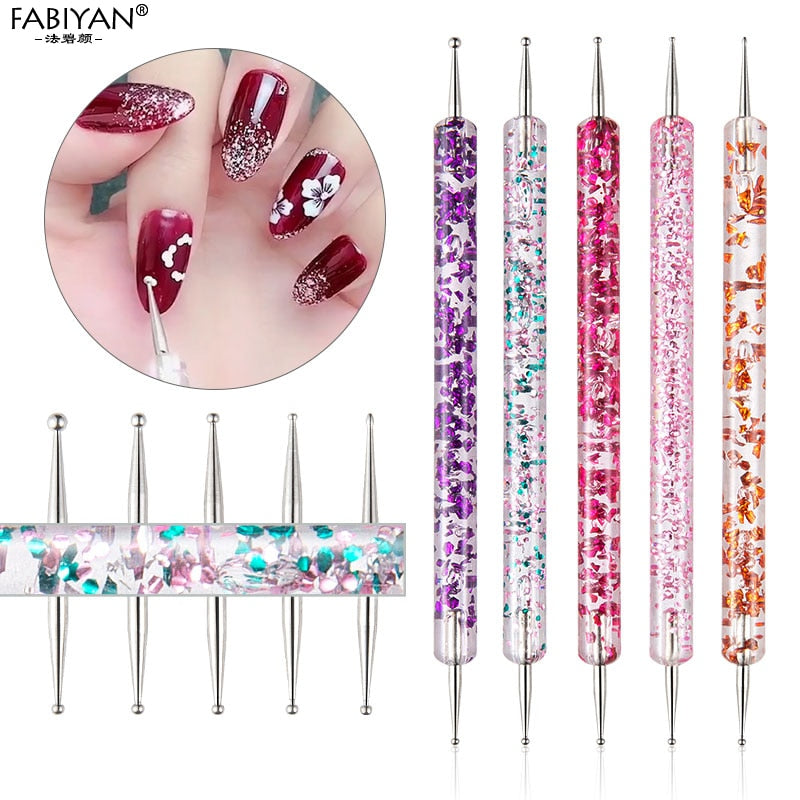 8/20Pcs Nail Art Brush Design Tip Painting Drawing Carving Dotting Pen FlatFan Liner Acrylic Gel UV Polish Tool Manicure - Amazhona 