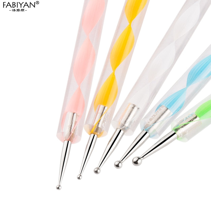 8/20Pcs Nail Art Brush Design Tip Painting Drawing Carving Dotting Pen FlatFan Liner Acrylic Gel UV Polish Tool Manicure - Amazhona 