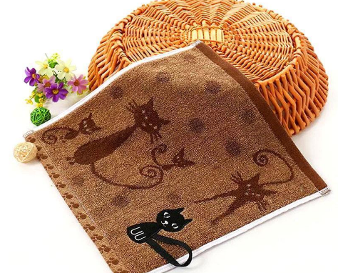 Tail Hook Cotton Cat Face Towel 25x50cm - Amazhona 