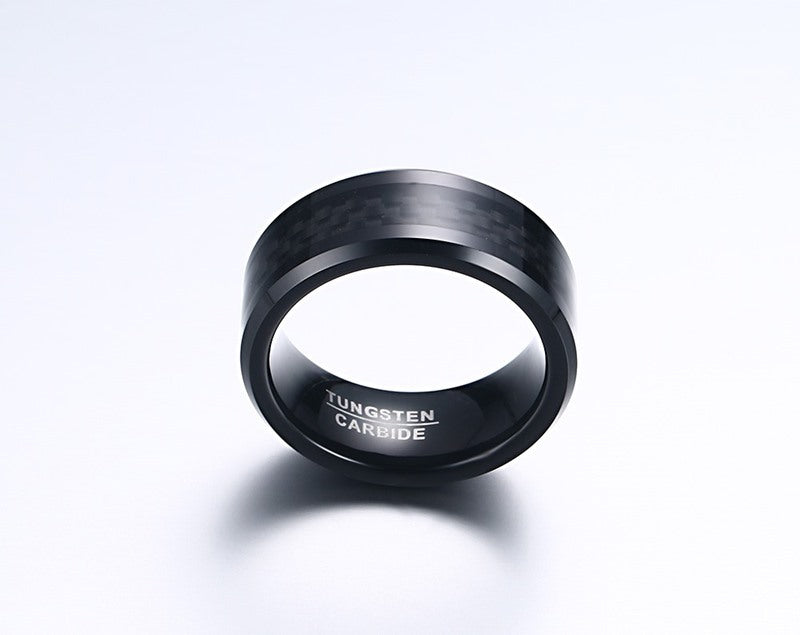 8MM carbon fiber tungsten steel ring black - Amazhona 