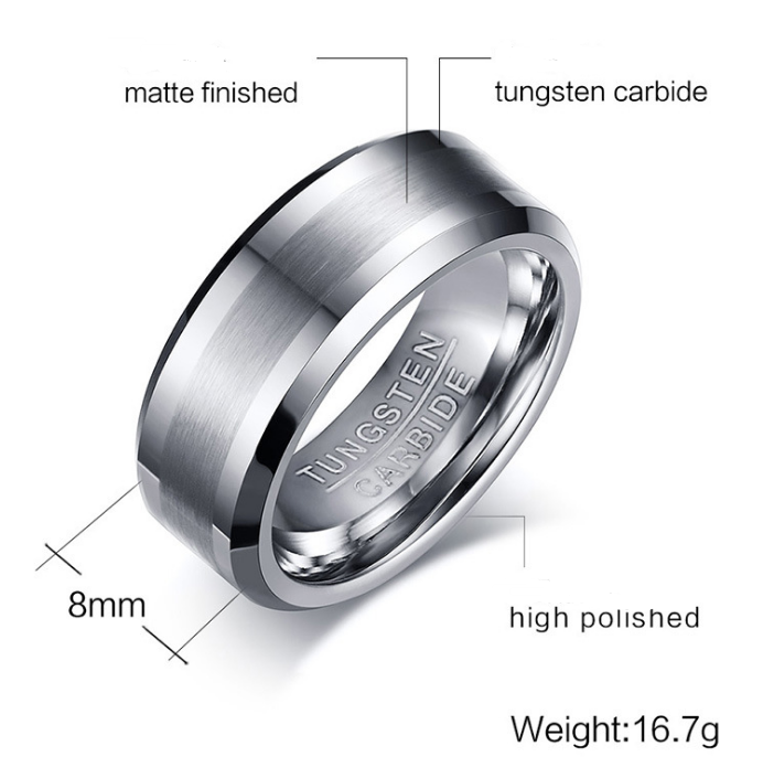 8MM carbon fiber tungsten steel ring black - Amazhona 