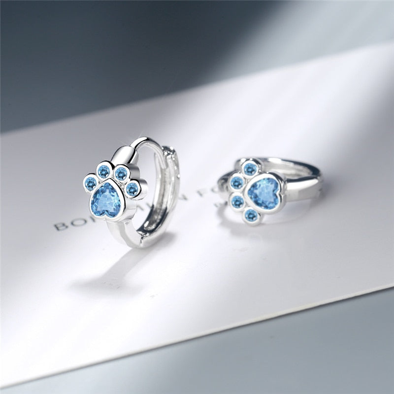 925 Sterling Silver Stud Earring Blue Zircon Cat Claw Design Earrings for Women Girl Ear Jewelry 2021 New Fashion - Amazhona 