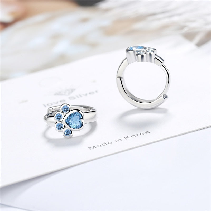 925 Sterling Silver Stud Earring Blue Zircon Cat Claw Design Earrings for Women Girl Ear Jewelry 2021 New Fashion - Amazhona 