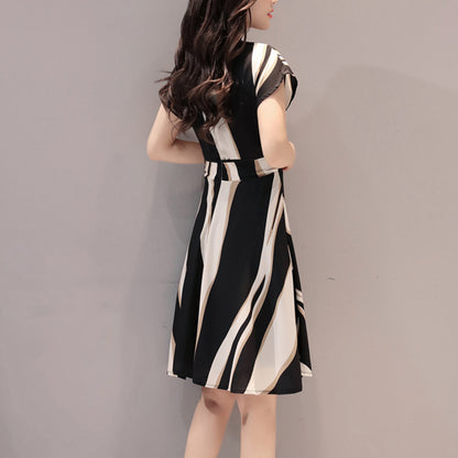 Female Slim Temperament Round Neck A-line Skirt - Amazhona 