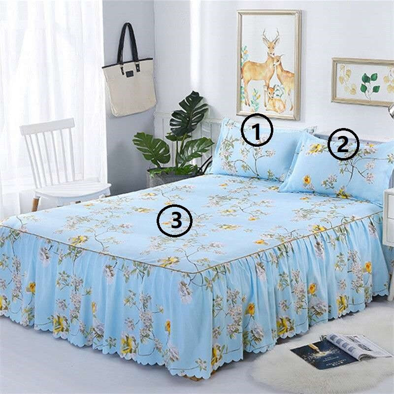 Bed Skirt Pillowcase 3 Woolly Bedsheet Bedding Set Bedspread - Amazhona 