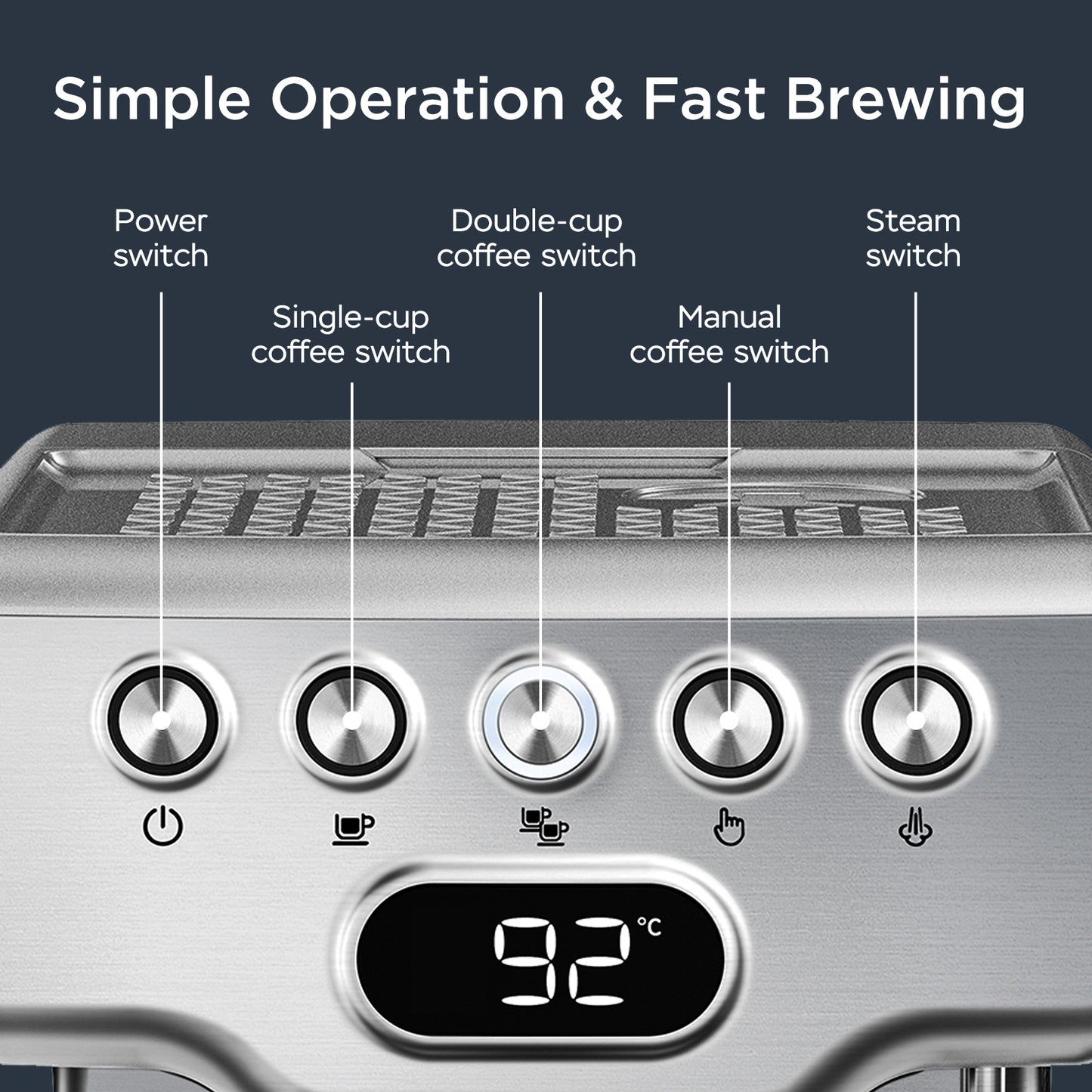 Geek Chef Espresso Machine, 20 Bar Espresso Machine With Milk Frother For Latte, Cappuccino, Macchiato, For Home Espresso Maker, 1.8L Water Tank, Stainless Steel, Ban On Amazon - Amazhona 