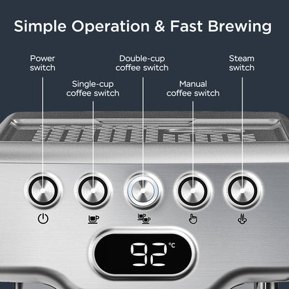 Geek Chef Espresso Machine, 20 Bar Espresso Machine With Milk Frother For Latte, Cappuccino, Macchiato, For Home Espresso Maker, 1.8L Water Tank, Stainless Steel, Ban On Amazon - Amazhona 