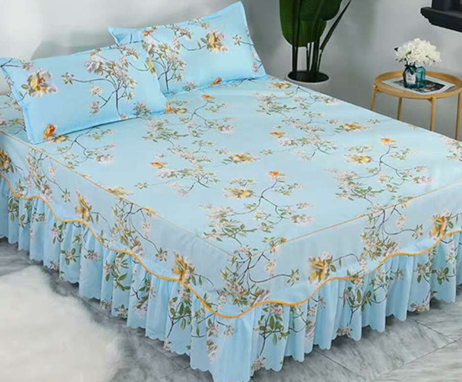 Bed Skirt Pillowcase 3 Woolly Bedsheet Bedding Set Bedspread - Amazhona 