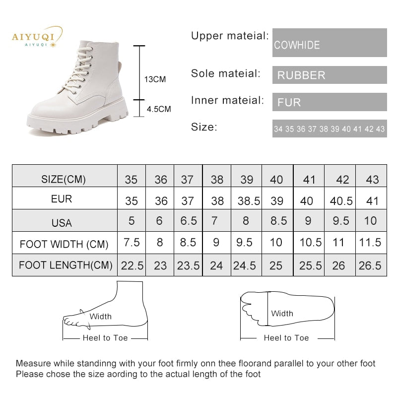 AIYUQI Women's Marton Boots Genuine Leather 2022 New Autumn Lace-up Motorcycle Boots Ladies British Style Women's Ankle Boots - Amazhona 