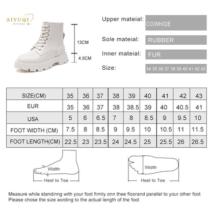 AIYUQI Women's Marton Boots Genuine Leather 2022 New Autumn Lace-up Motorcycle Boots Ladies British Style Women's Ankle Boots - Amazhona 