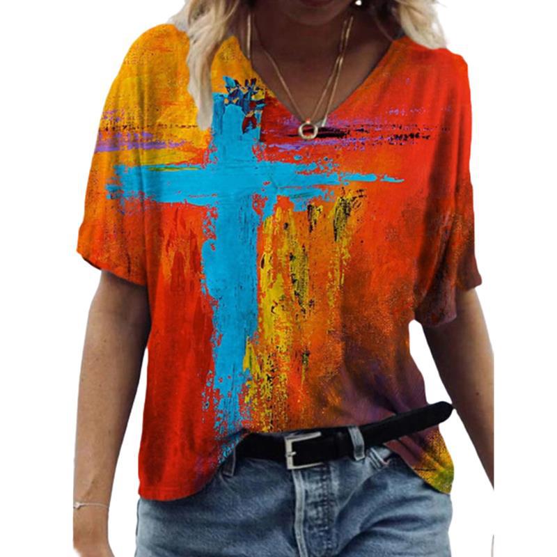 Abstract Printed Women's Sexy Loose T-Shirt - Amazhona 