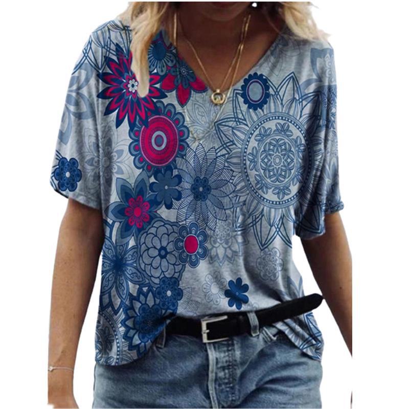 Abstract Printed Women's Sexy Loose T-Shirt - Amazhona 