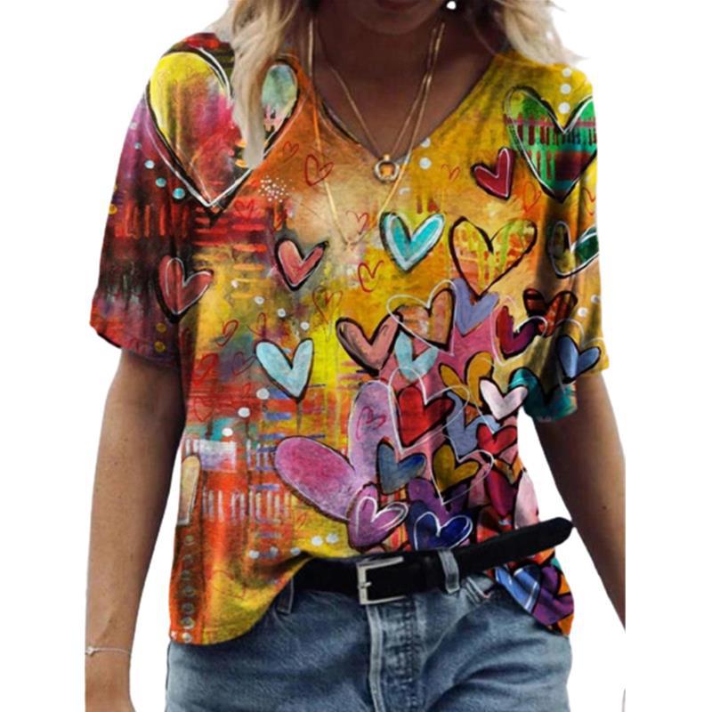 Abstract Printed Women's Sexy Loose T-Shirt - Amazhona 