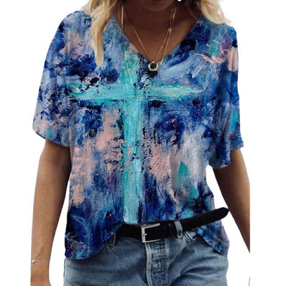 Abstract Printed Women's Sexy Loose T-Shirt - Amazhona 